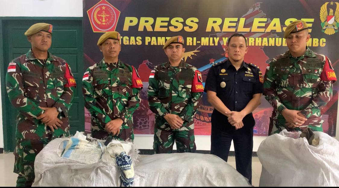 Satgas Pamtas RI-MLY Nunukan Gagalkan Penyelundupan Barang Ilegal berupa Ballpress