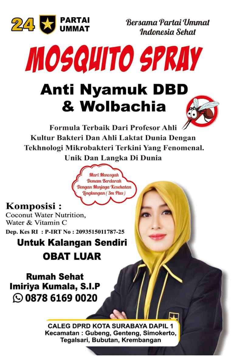 Cegah DBD dan Wolbachia Imiriya Kumala S.I.P Membagikan Spray Anti Nyamuk Gratis.