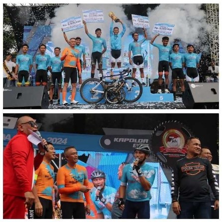 Kapolda Jatim Serahkan Medali Untuk Para Juara Tour de Panderman di Kota Batu