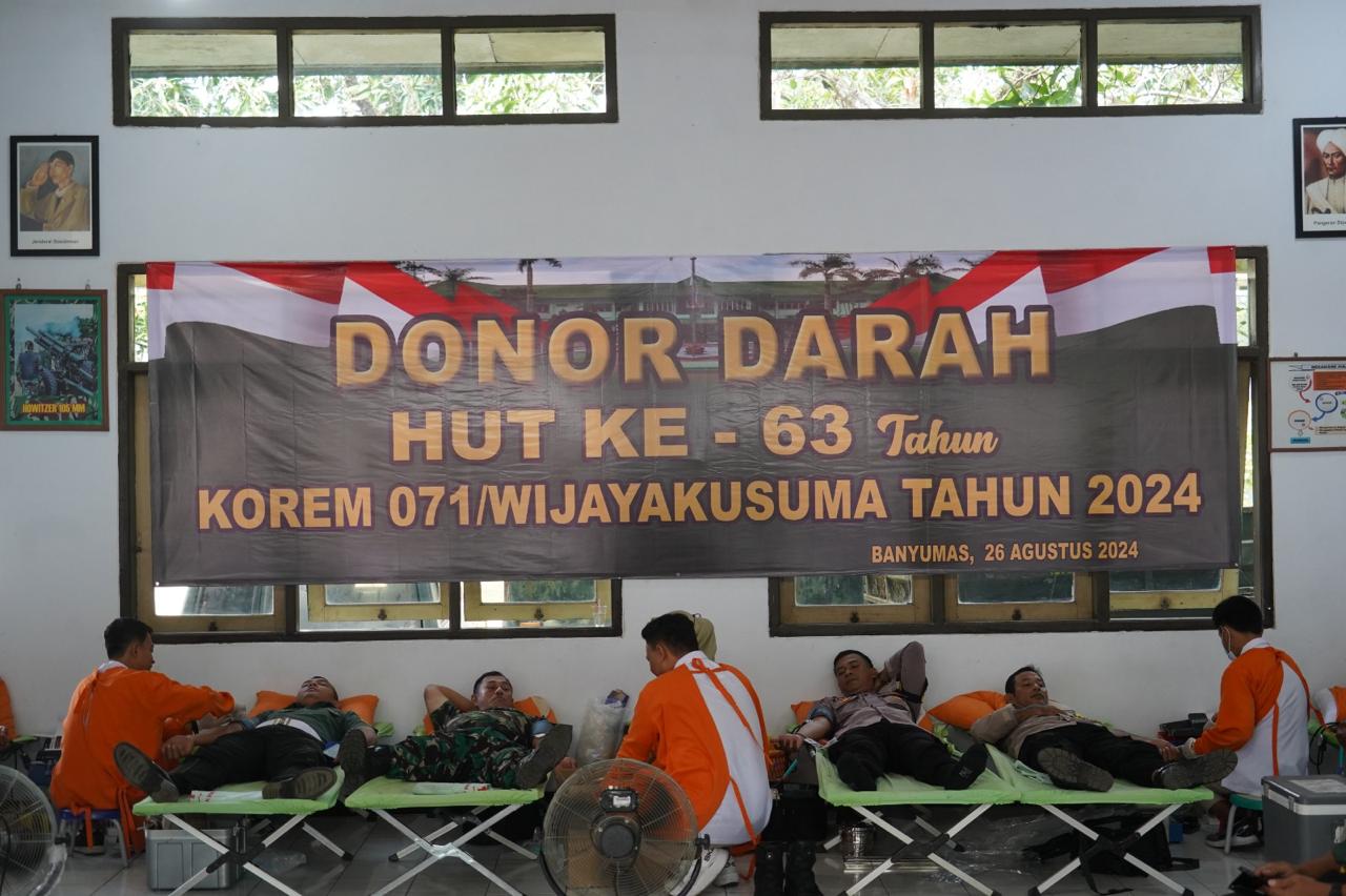 Rangkaian HUT ke-63, Korem 071 Wijayakusuma Gelar Donor Darah